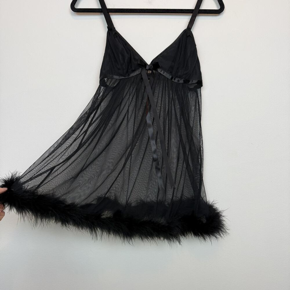 Cinematoile Seductivewear mesh lingerie top feather trim small festival - Picture 6 of 6